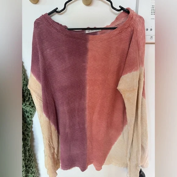 Free People Logan Long Sleeve Top in Pink and Cream - Picture 5 of 8